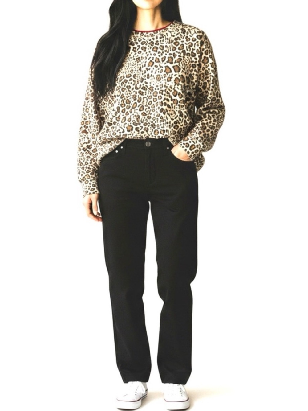 NWT PJ Salvage Wild Heart Animal Print Long Sleeve Knit Shirt